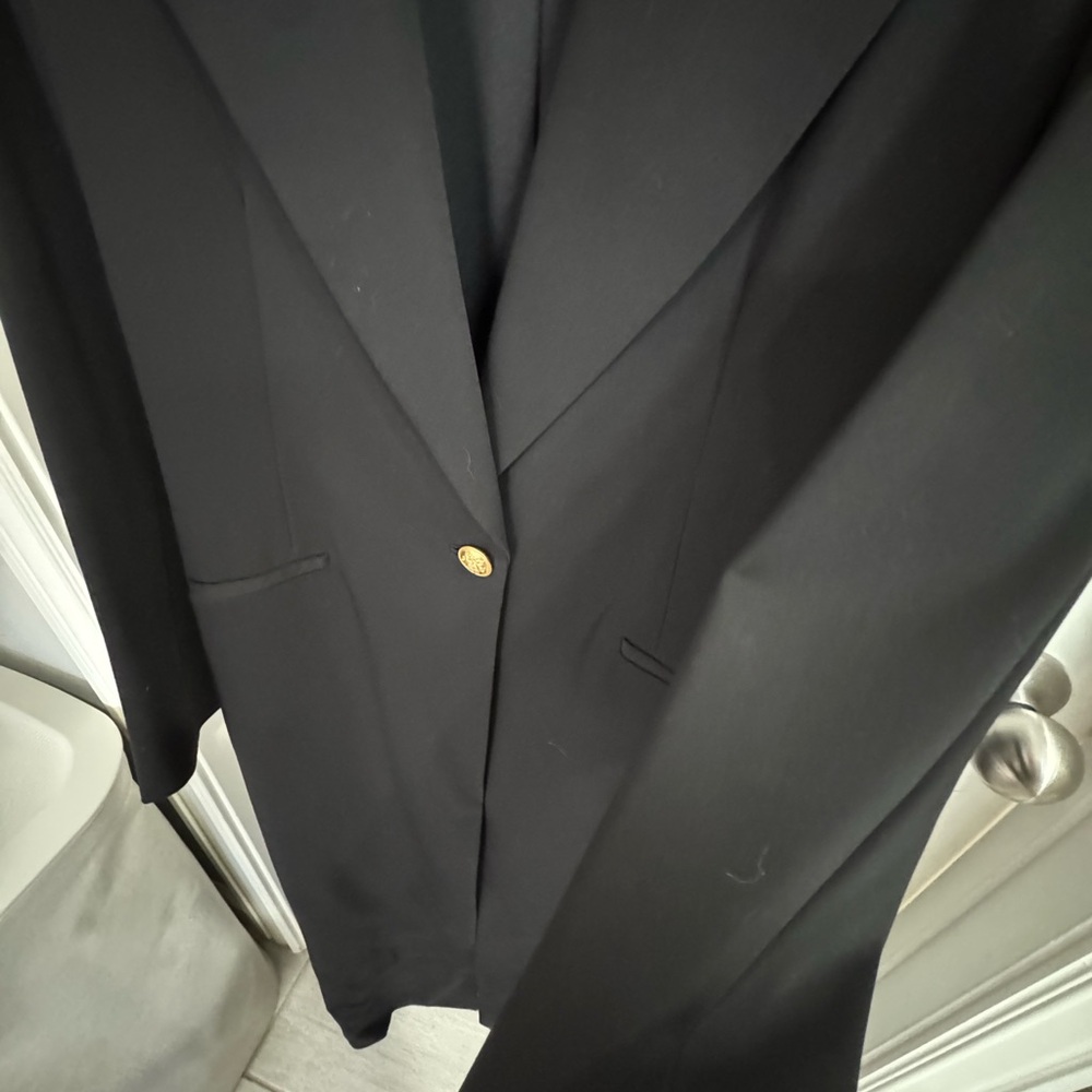 Alice + Olivia Black Long Blazer Coat with Gold Button - Picture 6 of 11